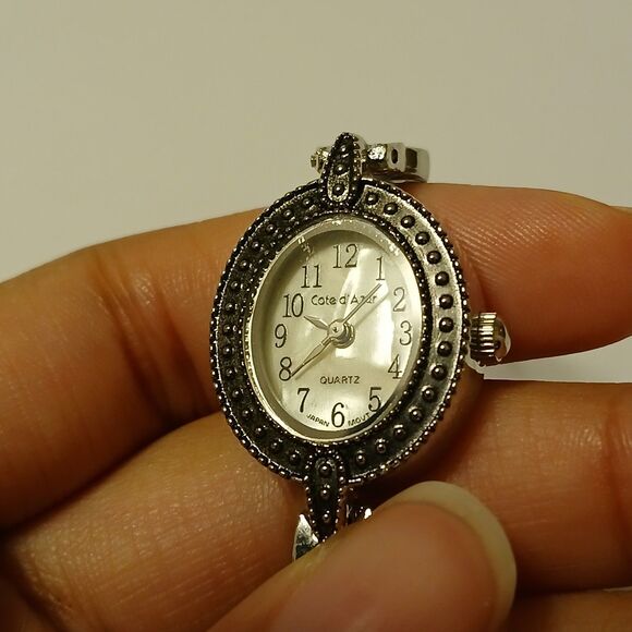 Vintage Cote d'Azur Silver Tone Mother of Pearl Dial Quartz Ladies Watch Sz. 7" - Picture 10 of 16